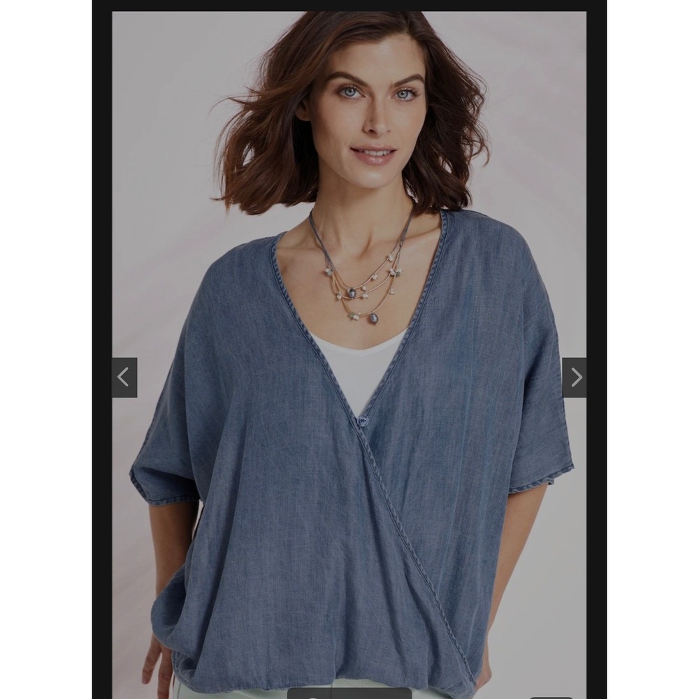 J. Jill NWT Blue Lyocell Denim Wrap Dolman Sleeve Top S-L 328941